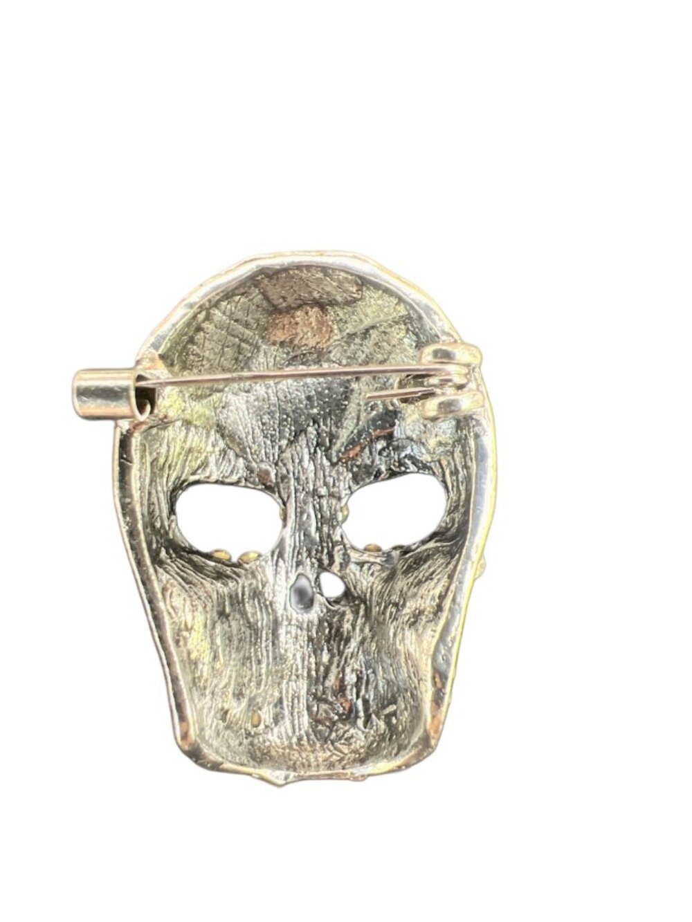 Vintage Rhinestone-Encrusted Skull Brooch Pin Silver Tone 2 Inch Sparkling State - Picture 3 of 7